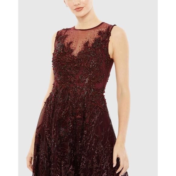 Mac Duggal  Embroidered High Neck Sleeveless Dress. $798. Size 12. H - Picture 2 of 5